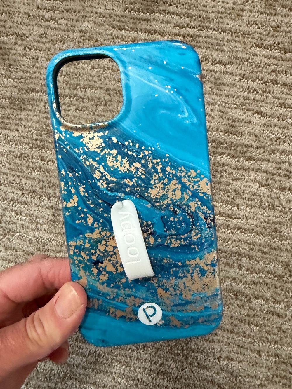 Loopy Blue Marble Phone Case with Gold Accents
